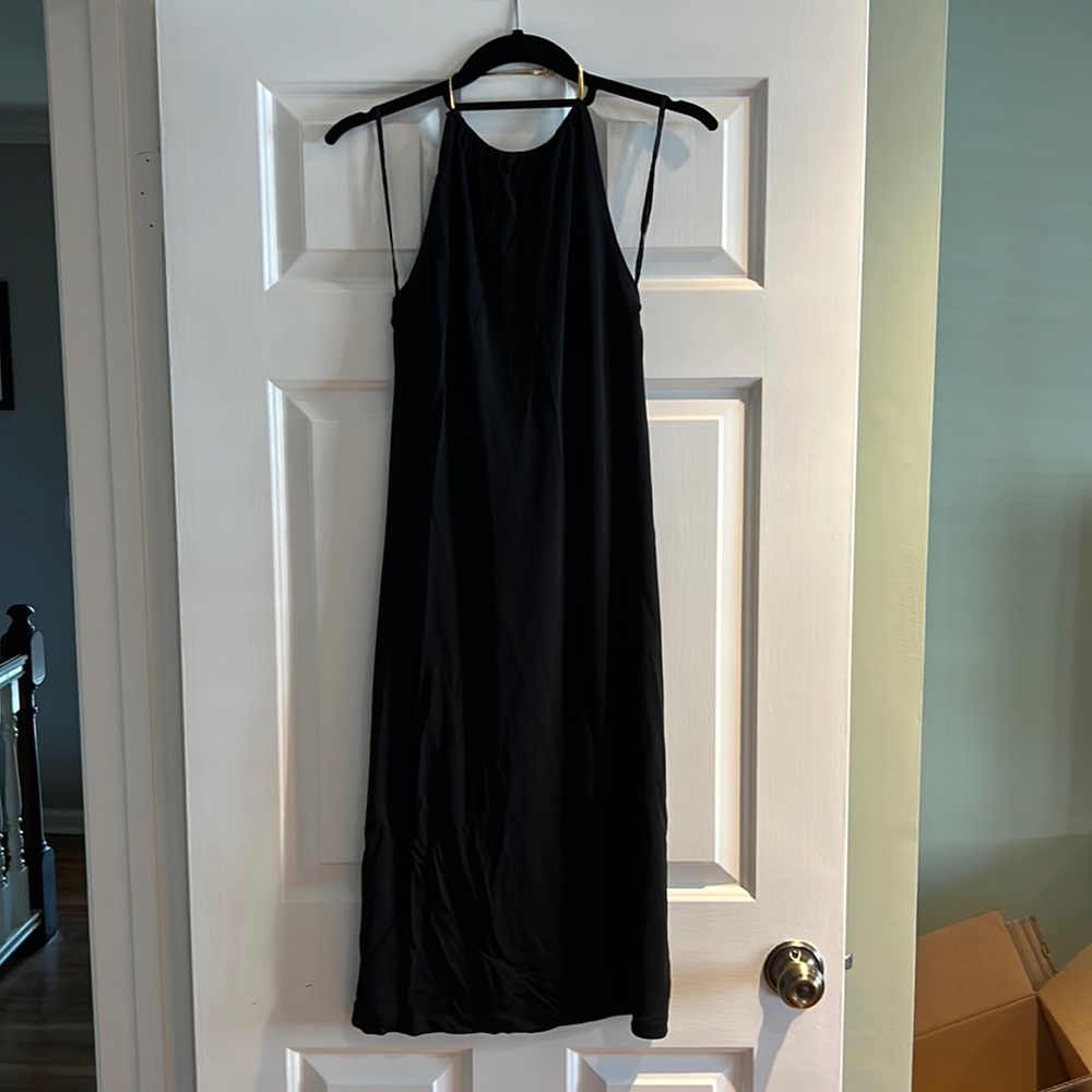 Classic Black Halter Cocktail Dress with gold chain - L&T Brand